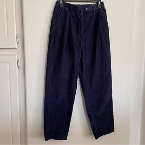 Navy corduroy pleated pants